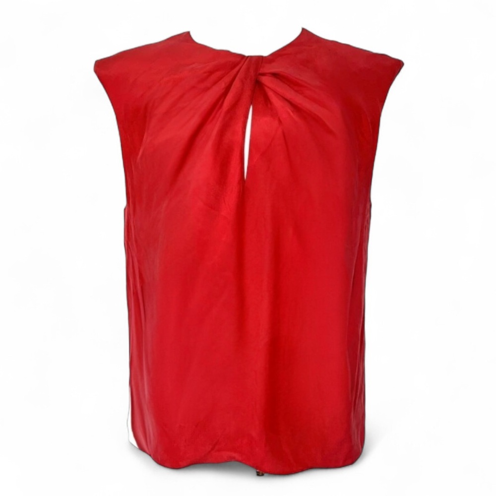 ❣️Frame Silk Twist Neck Top on Red Size Medium - Picture 2 of 3